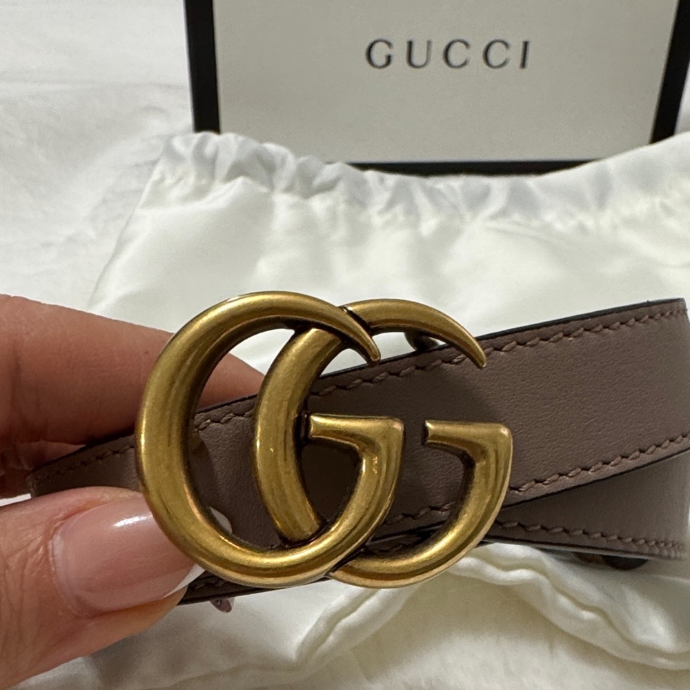 Authentic Gucci GG Marmont Belt Nude Pinkish leather - Picture 3 of 6